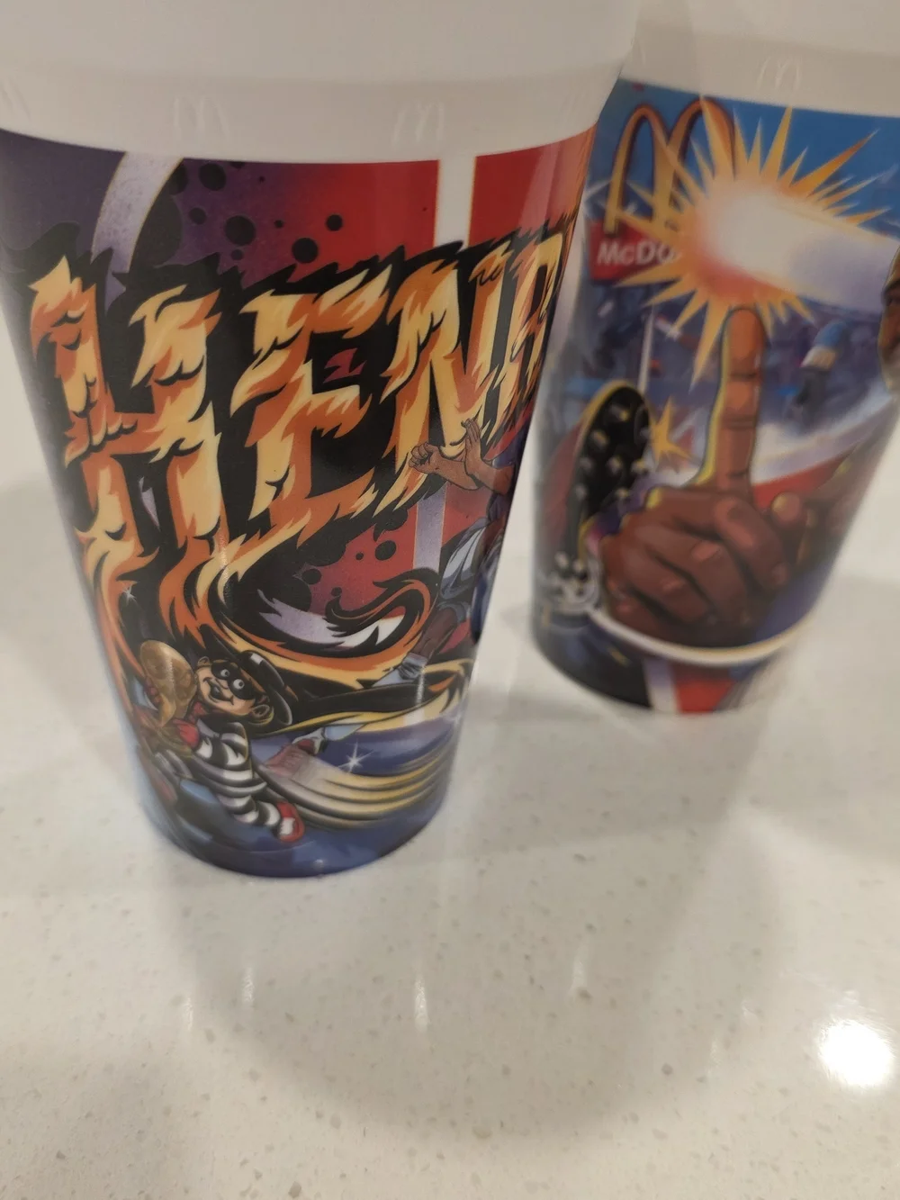 McDonald’s Collectible Graphic Cup Set — Colorful Red, Blue & White